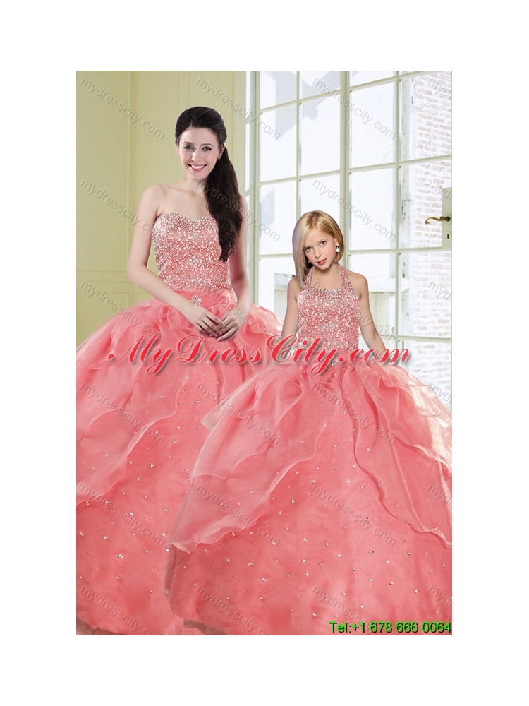 2015 Ruffles Watermelon Red Princesita Dress with Sequins