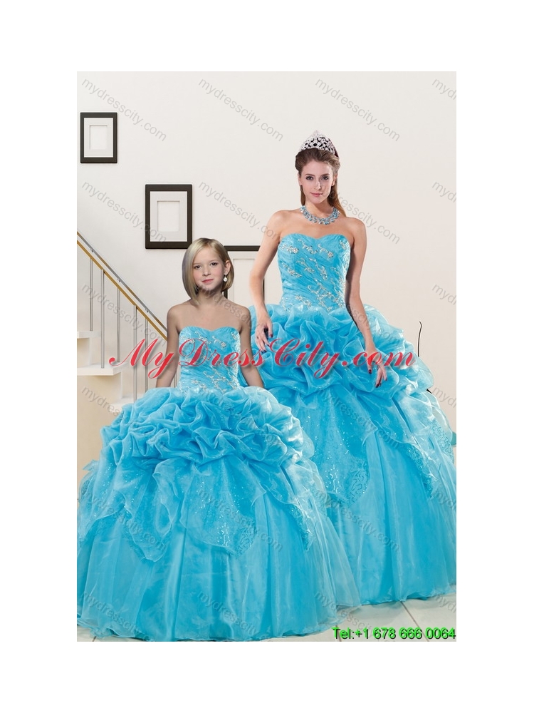 Fashionable Sweetheart Beading Princesita Dress in Aqua Blue