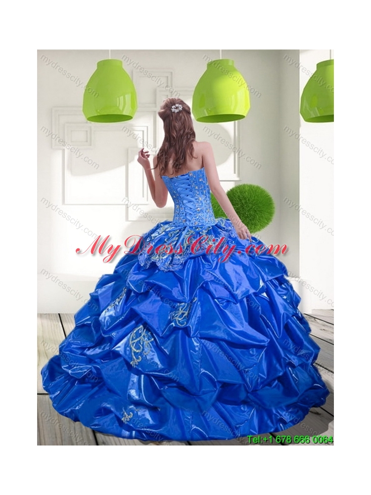 2015 Beading and Appliques Quinceanera Dresses with Brush Train