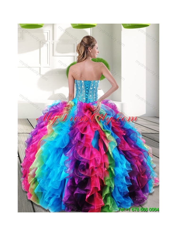 Elegant Sweetheart Multi Color Quinceanera Dresses with Beading and Ruffles
