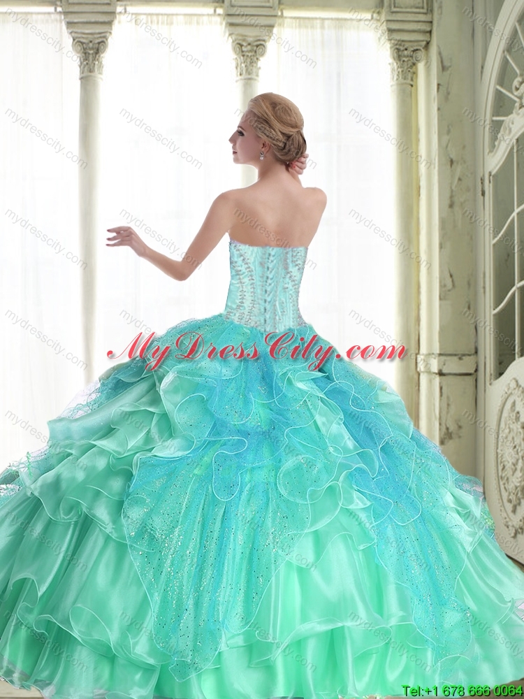 Perfect Lace Up Sweetheart 2015 Quinceanera Dresses with Beading