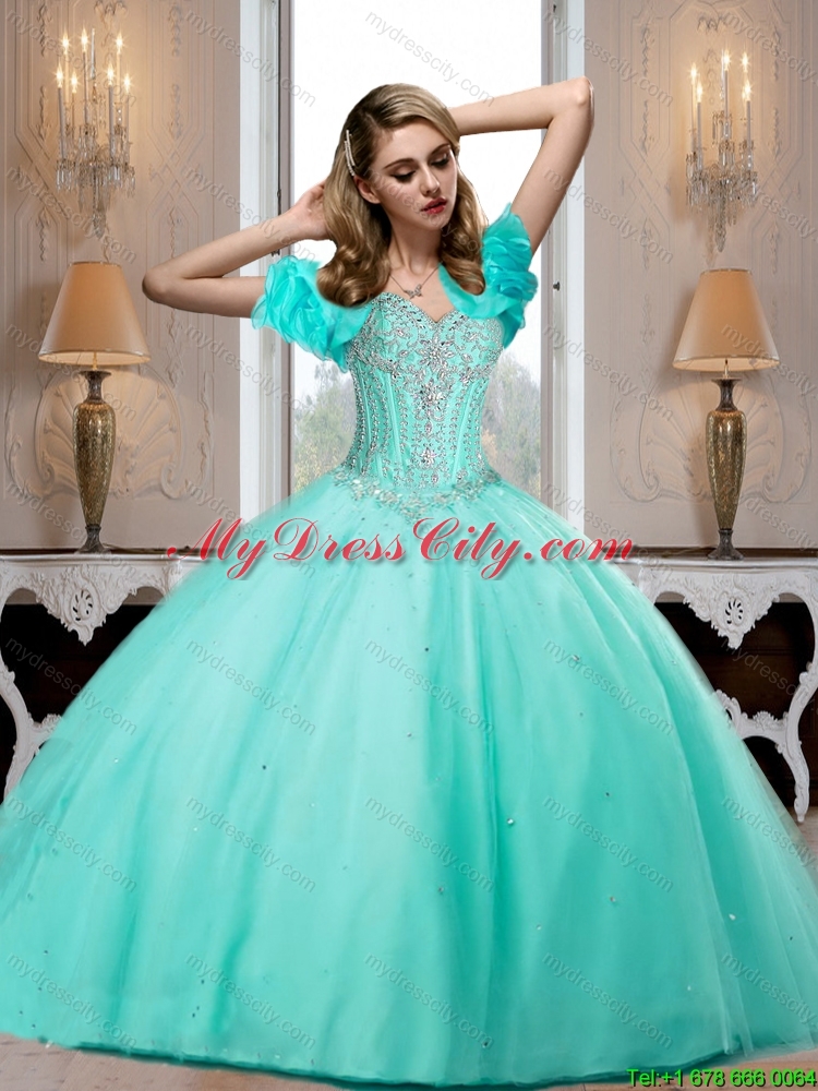 2015 Elegant Aqua Blue Sweetheart Pretty  Quinceanera Dresses with Beading