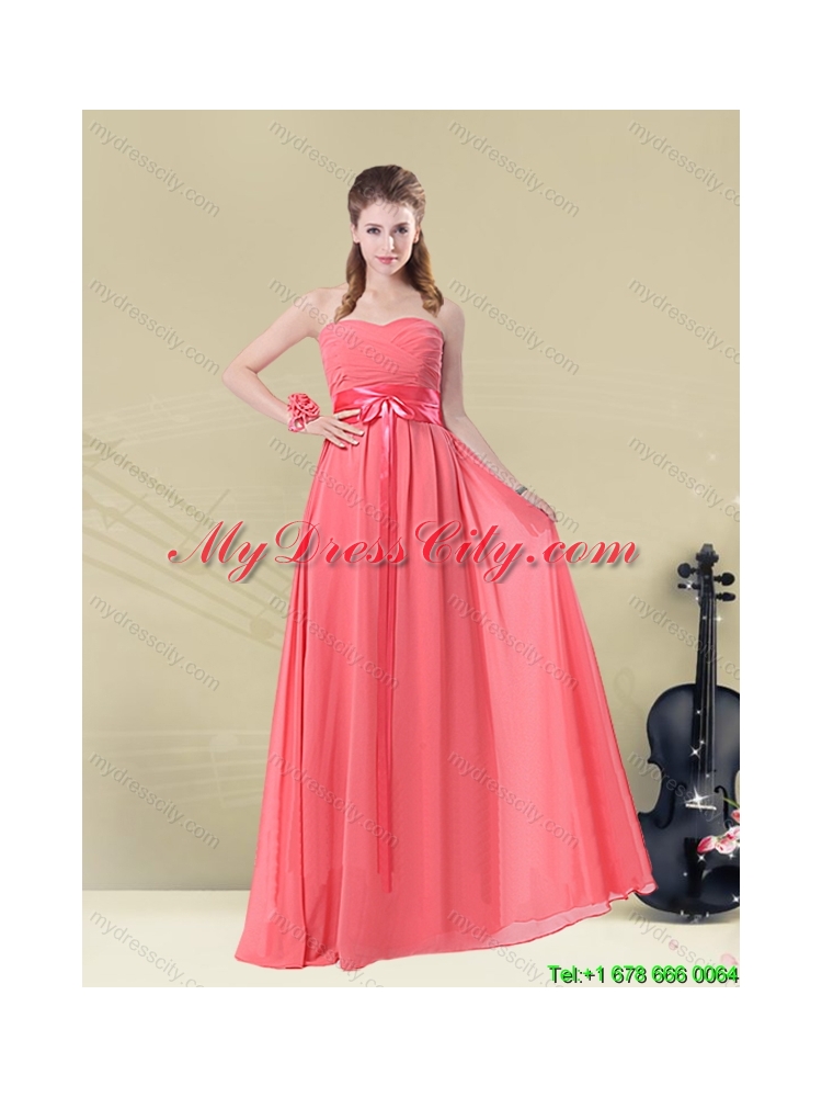 2015 Summer Beautiful  Watermelon Dama Dresses with Ruch and Beading