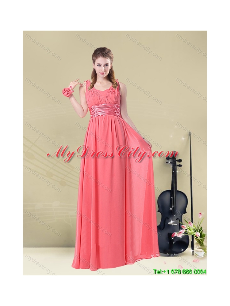 2015 Summer Beautiful  Watermelon Dama Dresses with Ruch and Beading