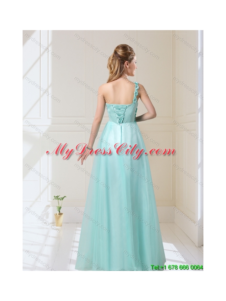 2015 One Shoulder Floor Length Bridesmaid Prom with Appliques