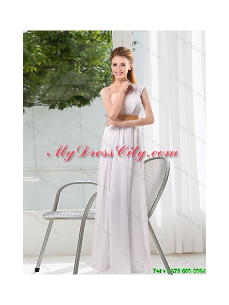 Ruching One Shoulder Empire Luxurious Dama Dresses for 2015 Summer