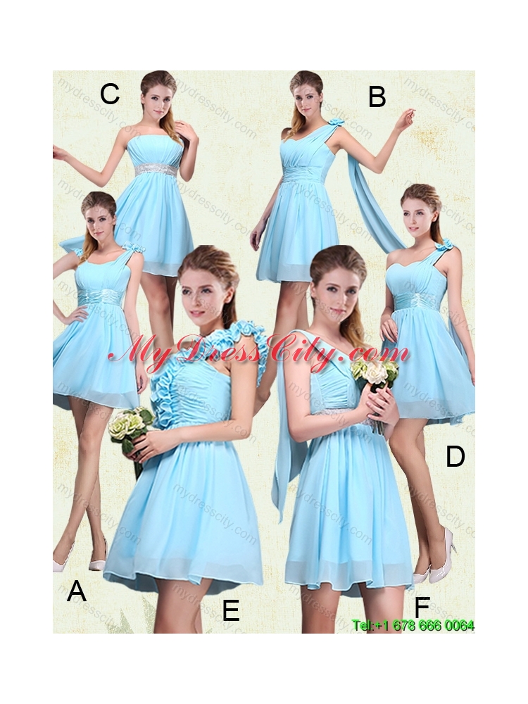 2015 Summer A Line Straps New Style Dama Dresses with Ruching and Bowknot