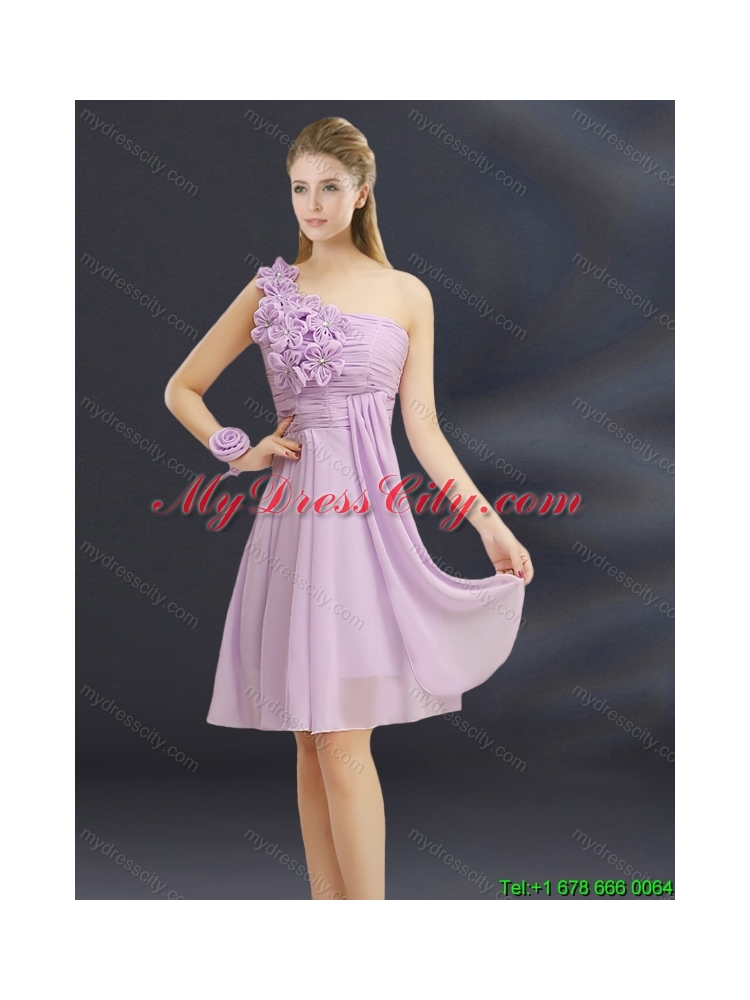 2015 New Style Hand Made Flowers Sweetheart Dama Dress with Ruching