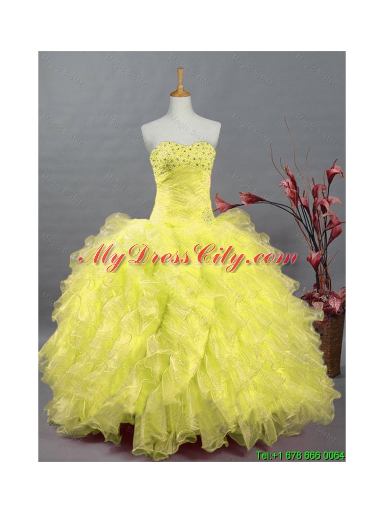 Elegant SweetheartCustom Made  Quinceanera Dresses with Beading and Ruffles for 2015