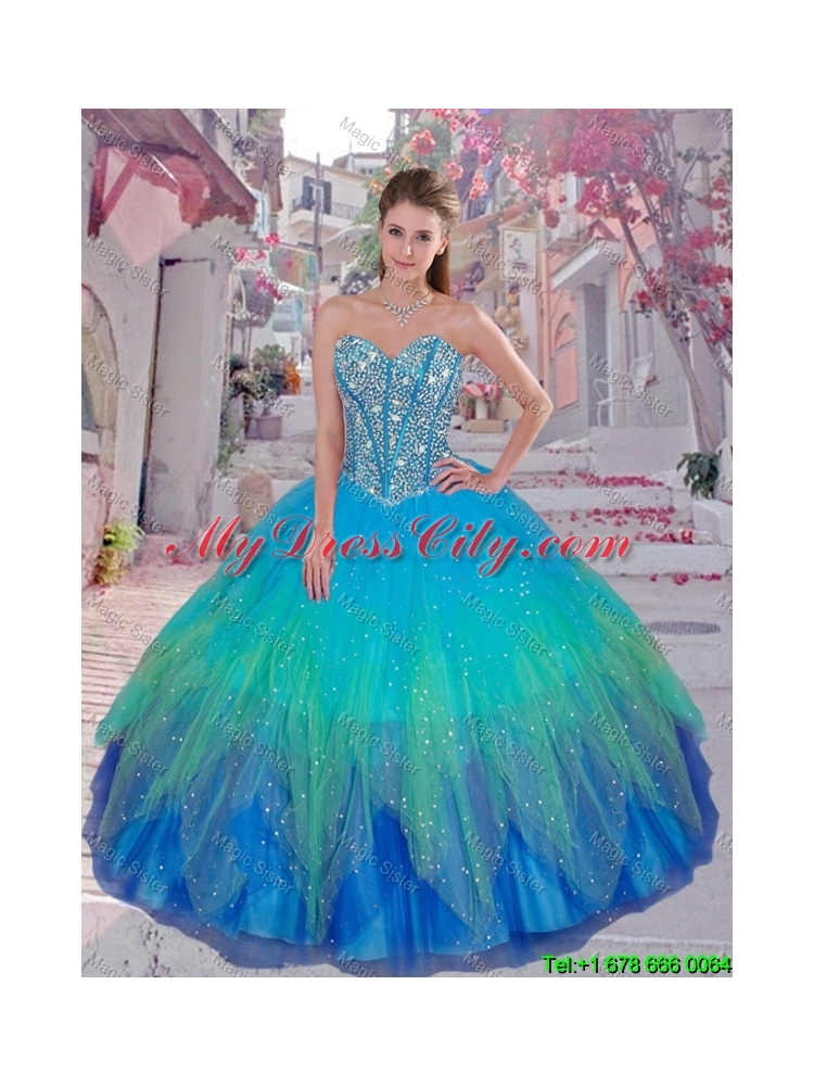 Luxurious 2016 Fall Ball Gown Detachable Quinceanera Dresses in Multi Color