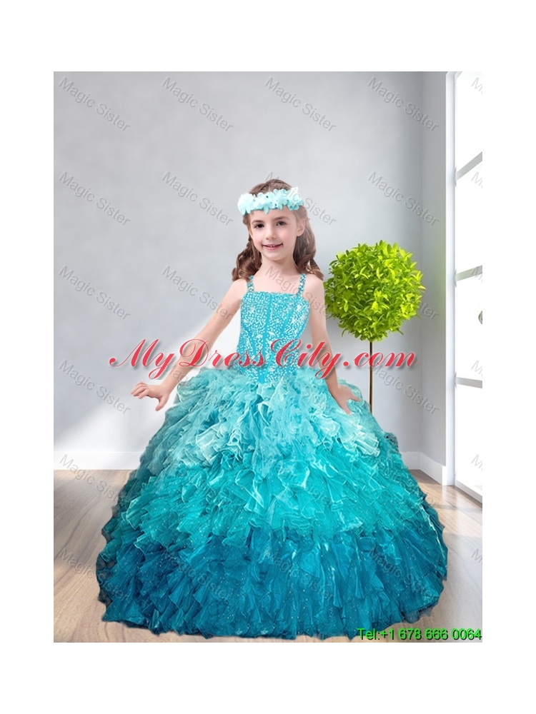 Simple Straps Mini Quinceanera Dresses with Beading and Ruffles