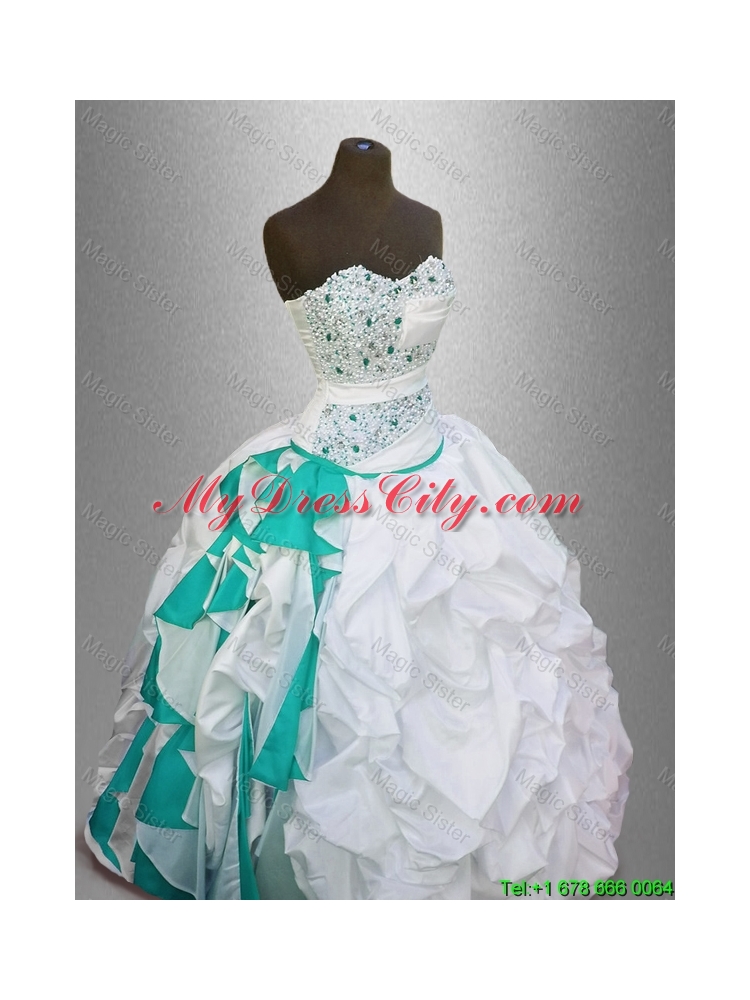 Custom Made Sweetheart Quinceanera Gowns with Beading and Pick Ups