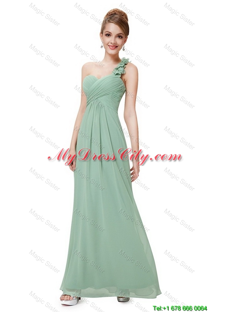 Classical One Shoulder Prom Dresses with Hand Made Flowers