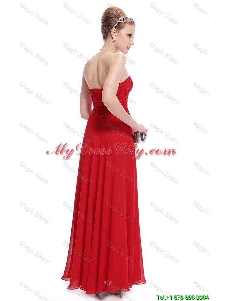 Gorgeous Sweetheart Ruched Red Prom Dresses with Appliques