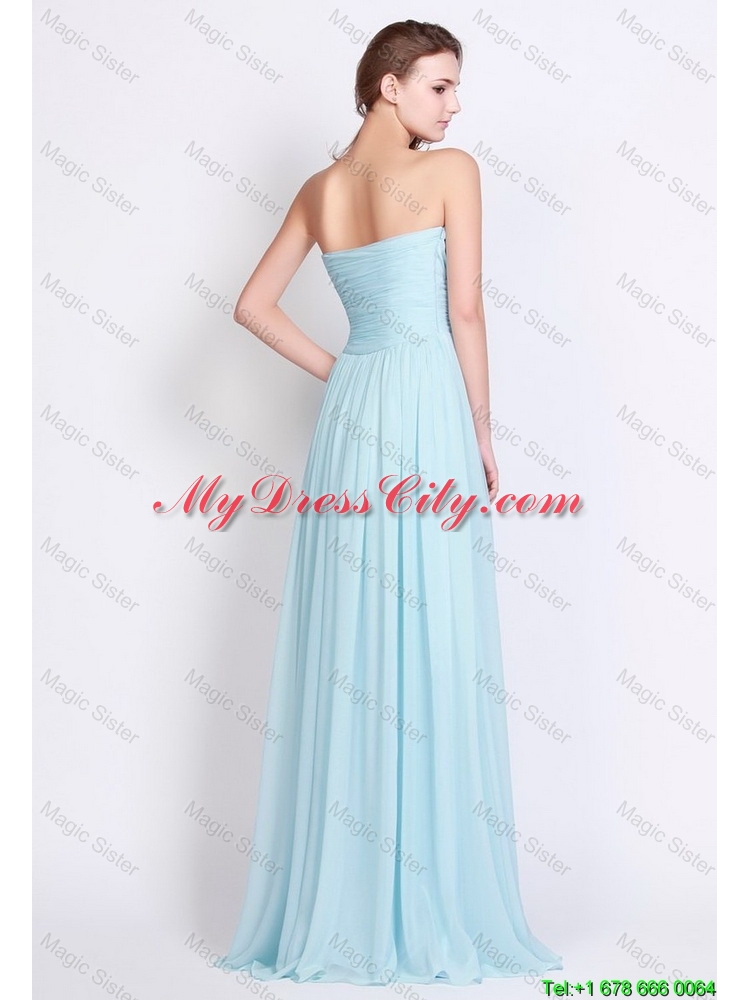 Popular Light Blue Brush Train Prom Dresses with Side Zipper