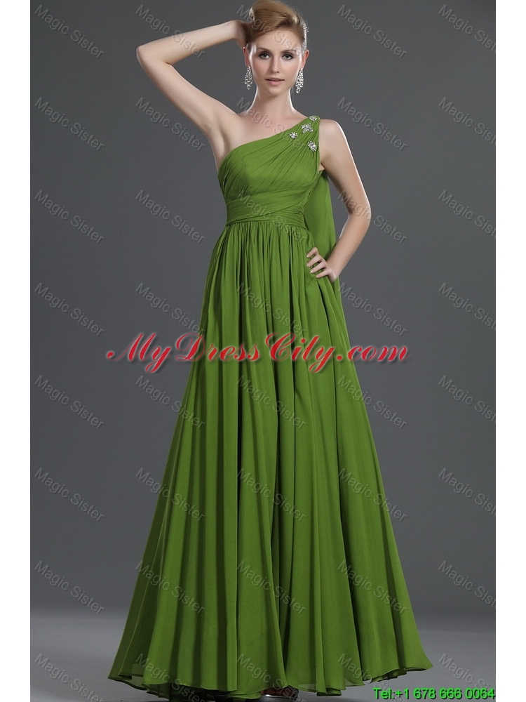Simple A Line One Shoulder Prom Dresses with Watteau Train