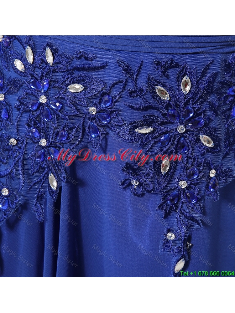 Discount Cap Sleeves Prom Dresses with Appliques and Beading
