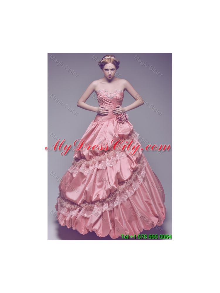 Colored Sweetheart Beading Long 2015 Wedding Dresses