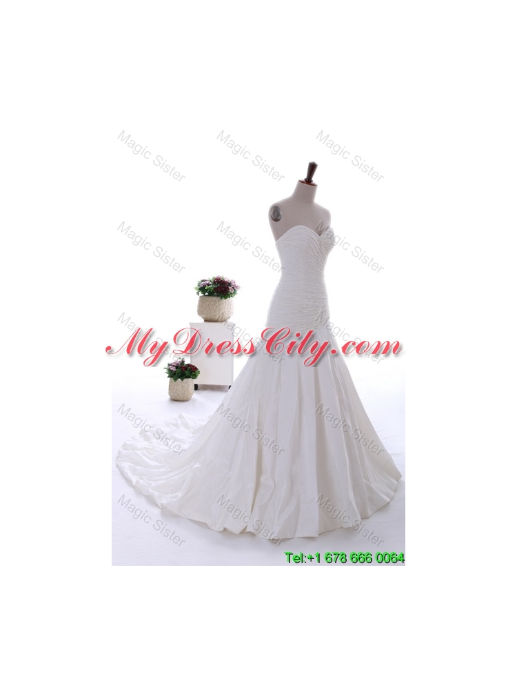 Lovely Beading White Wedding Dress with Court Train for 2016