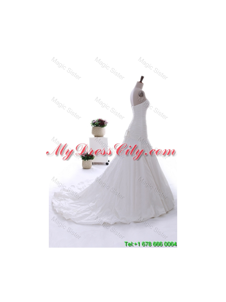 Lovely Beading White Wedding Dress with Court Train for 2016