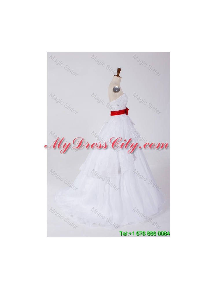 Classical Beading and Bowknot Wedding Dresses with Brush Train