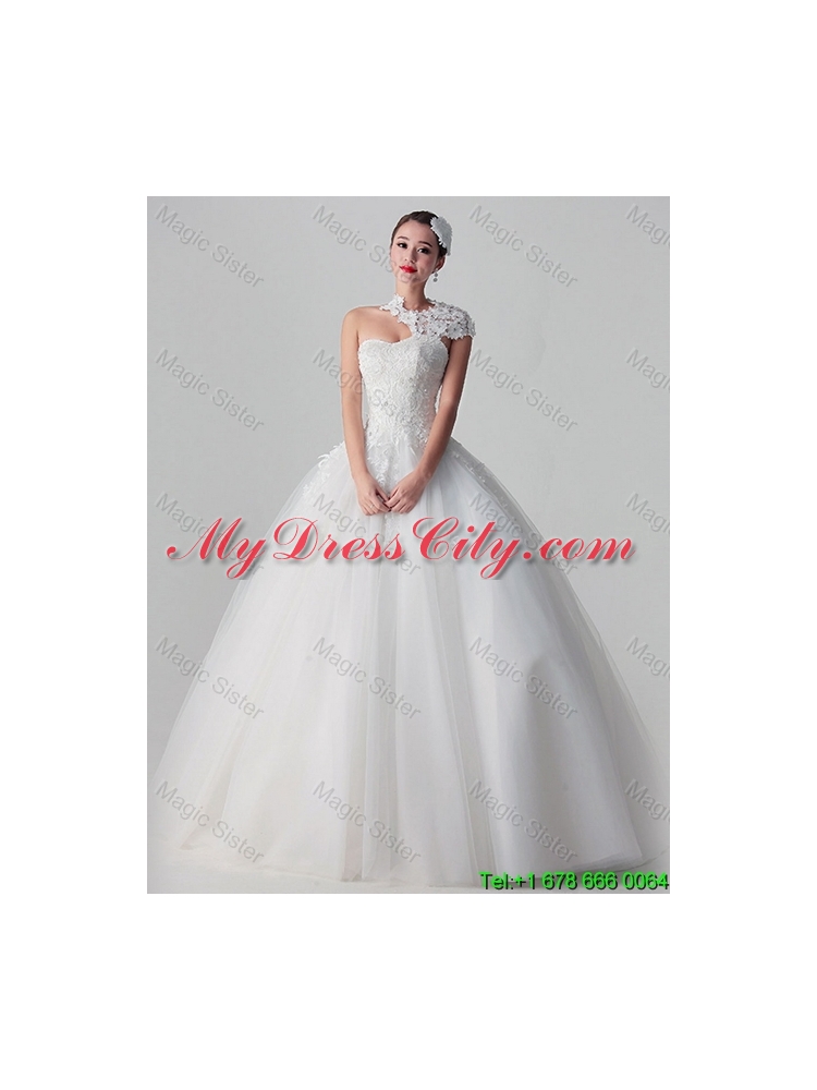 New Style 2016 Lace Long White Wedding Dresses in Tulle