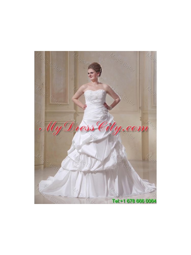 Plus Size A Line Strapless Appliques Wedding Dresses
