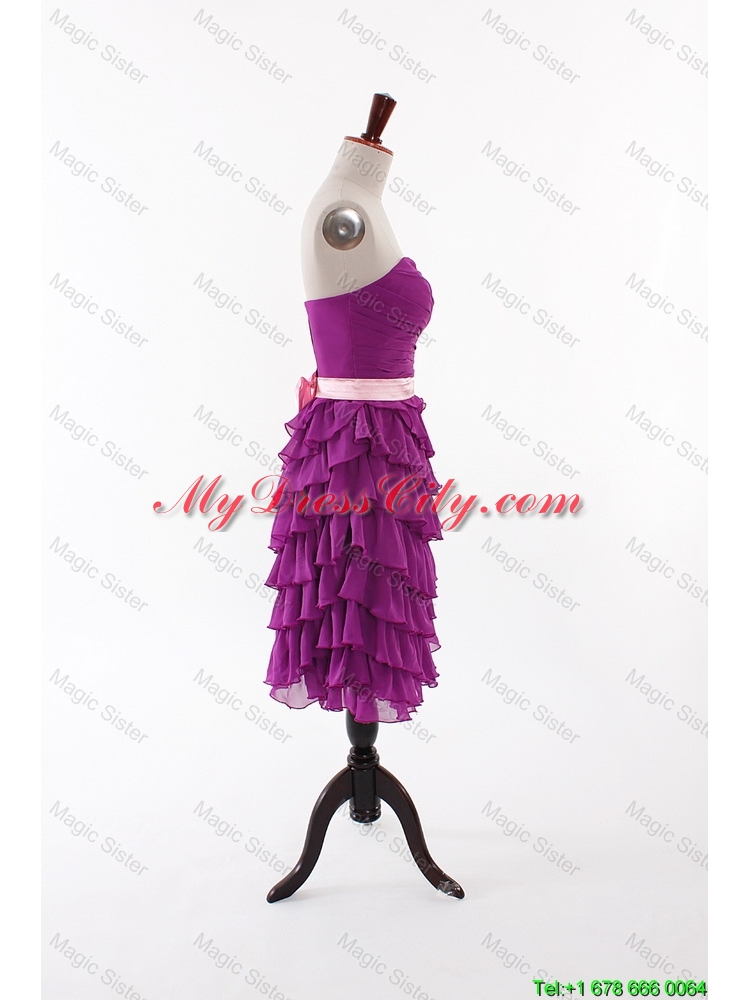 Discount Short Prom Dresses with Bowknot and Ruffled Layers