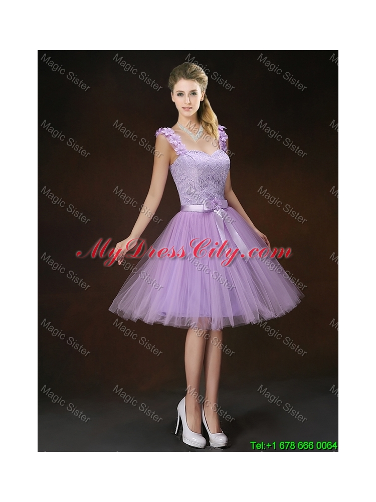 New Style Appliques Tulle Bridesmaid Dresses with Knee Length