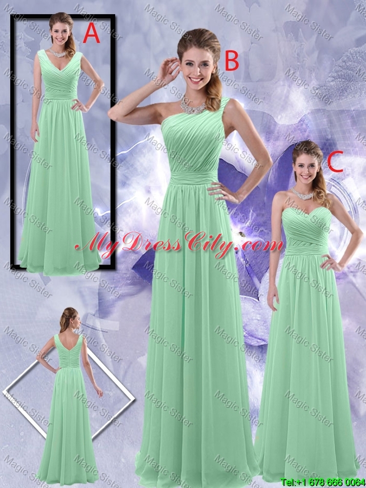Perfect Zipper up Ruched Prom Dresses in Apple Green