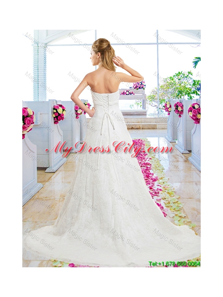 Informal A Line Laced Wedding Dresses with Lace Up