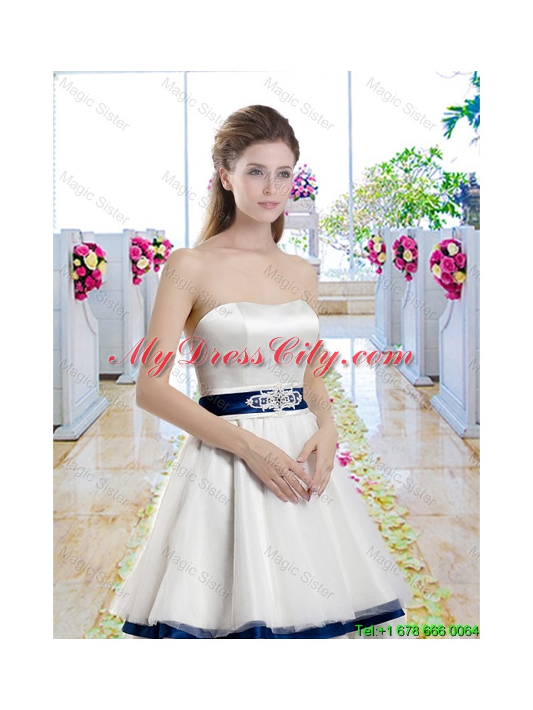 Classical A Line Strapless Bridal Gowns with Belt