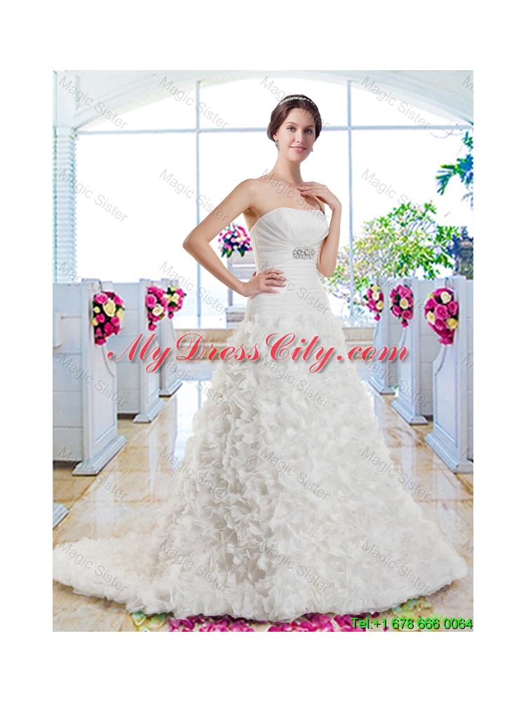 New Arrivals A Line Beaded Wedding Dresses with Appliques