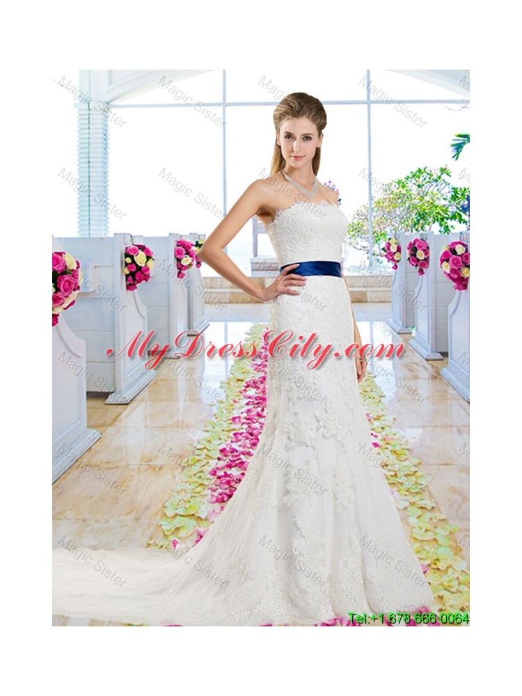 Popular 2016 Appliques and Belt Wedding Dresses with Strapless
