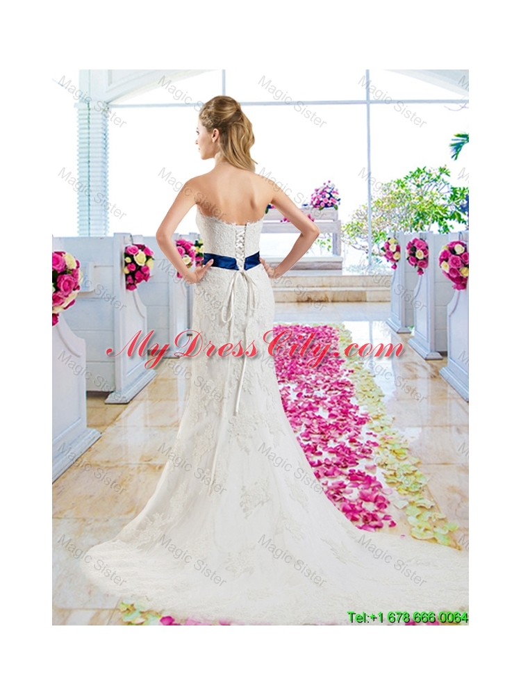Popular 2016 Appliques and Belt Wedding Dresses with Strapless