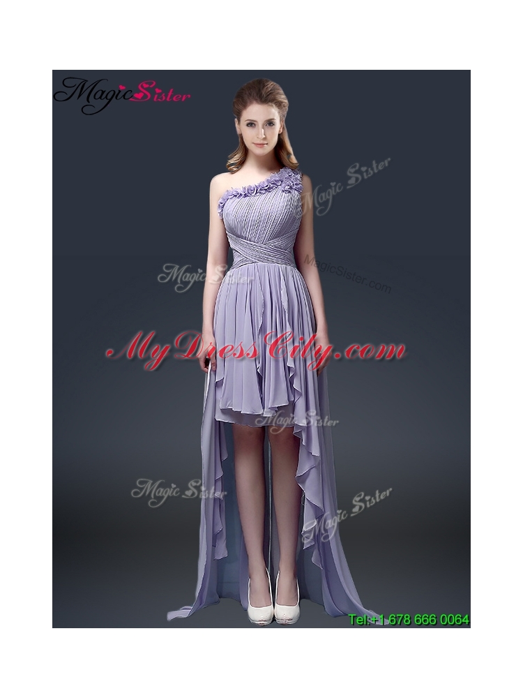 New Style One Shoulder High Low Ruffles Prom Dresses for 2016