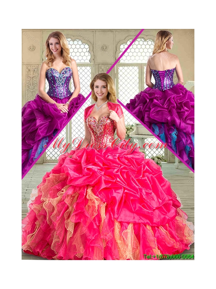 2016 Sweetheart Quinceanera Dresses with Pick Ups and Ruffles for Winter