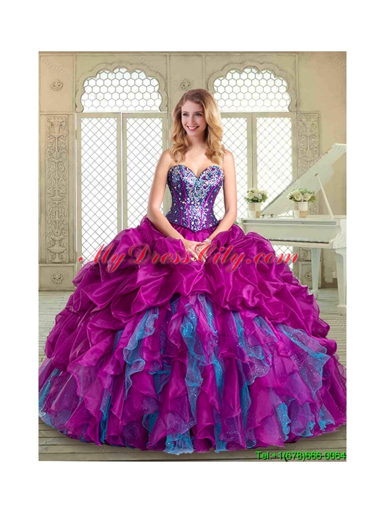 2016 Sweetheart Quinceanera Dresses with Pick Ups and Ruffles for Winter