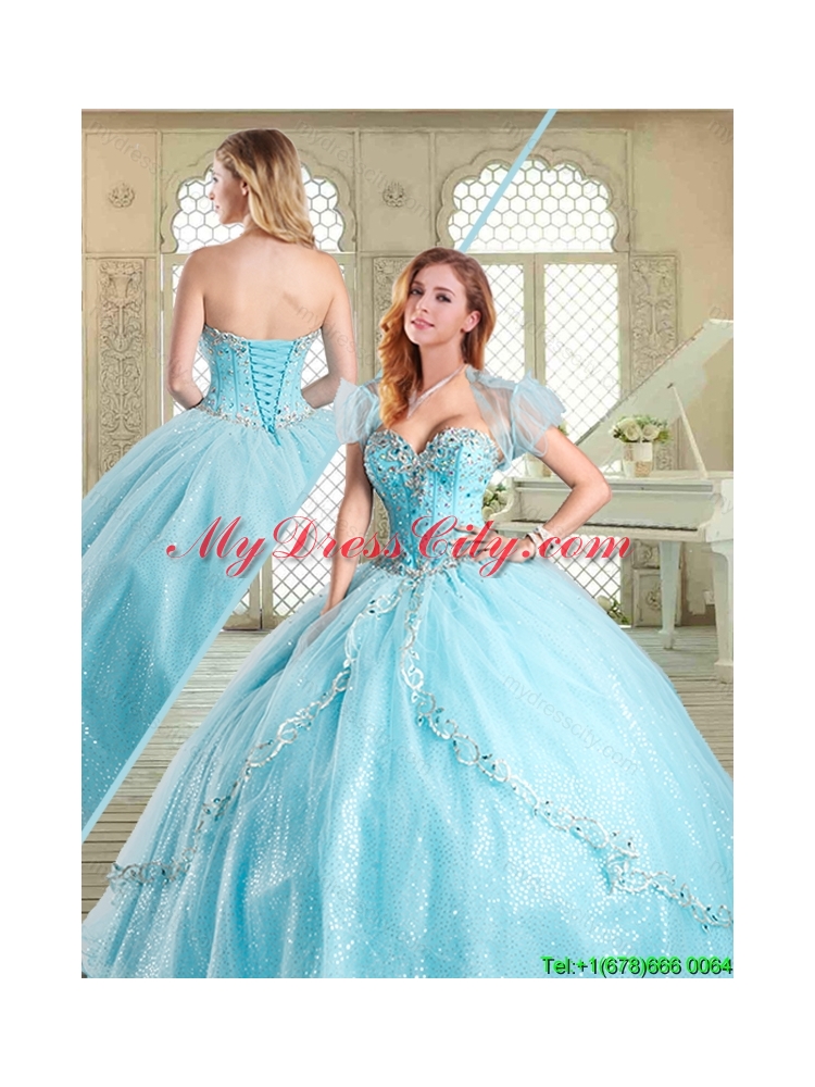 Simple Floor Length Designer Quinceanera Gowns with Beading