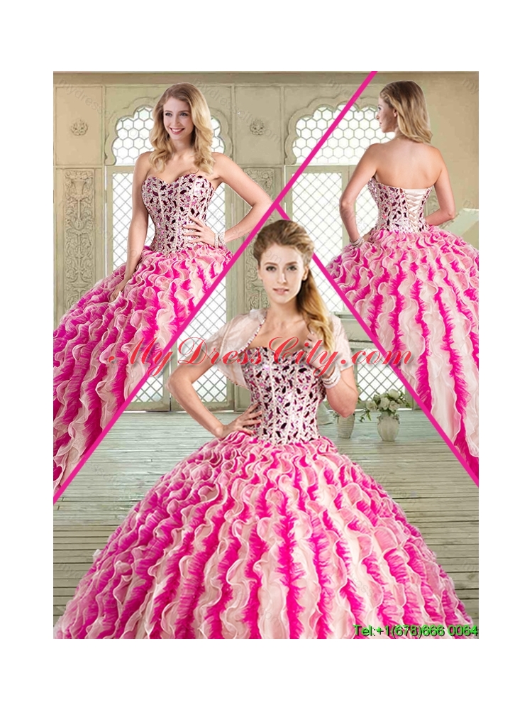 Spring Beautiful Floor Length Designer Quinceanera  Dresses with Beading and Ruffles