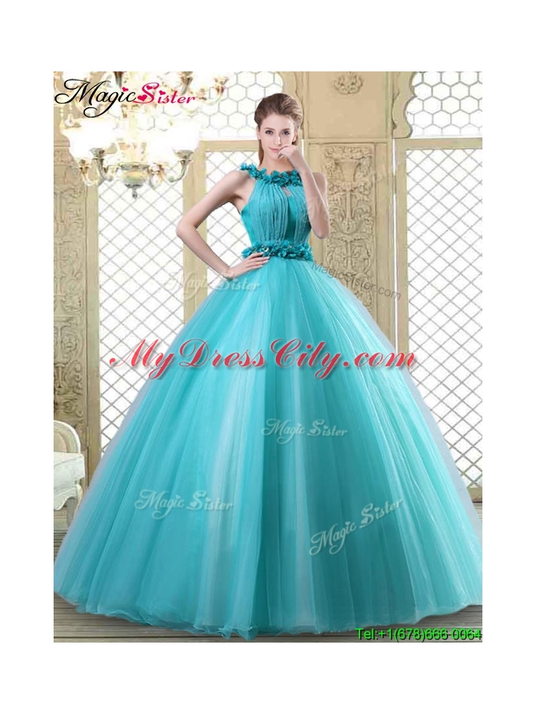 Pretty Bateau Quinceanera Dresses with Ruffles in Teal