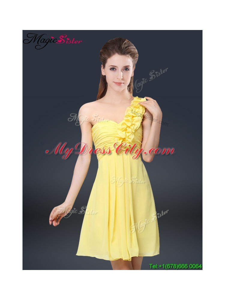Fashionable One Shoulder Bridesmaid Dresses in Yellow