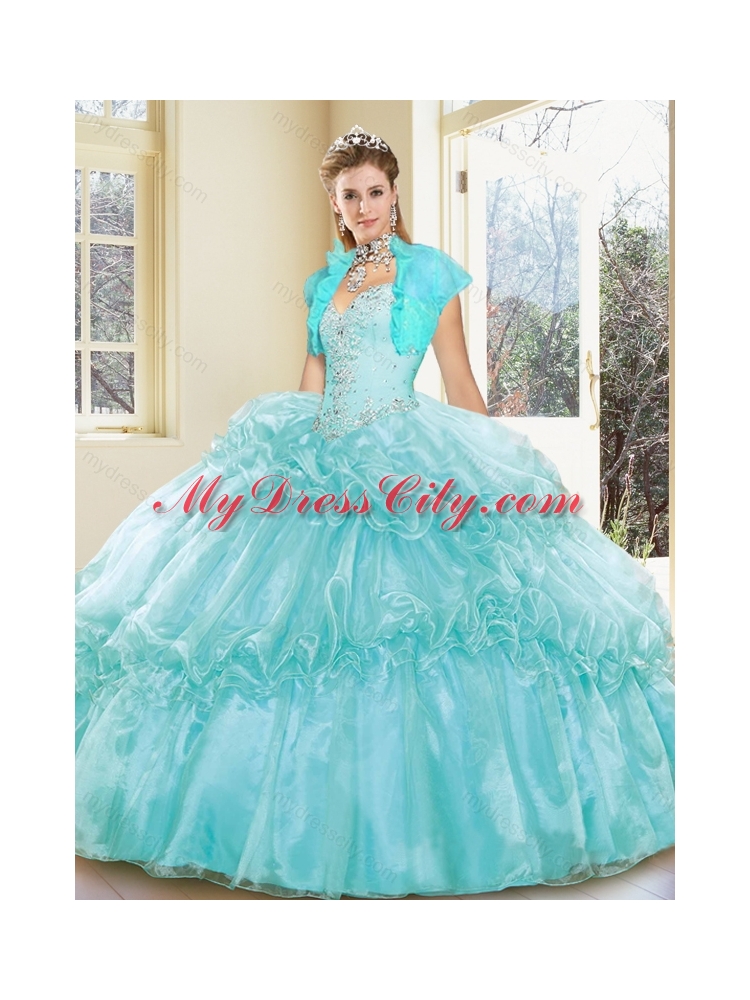 Cheap Straps Beading Quinceanera Dresses with Ruffles