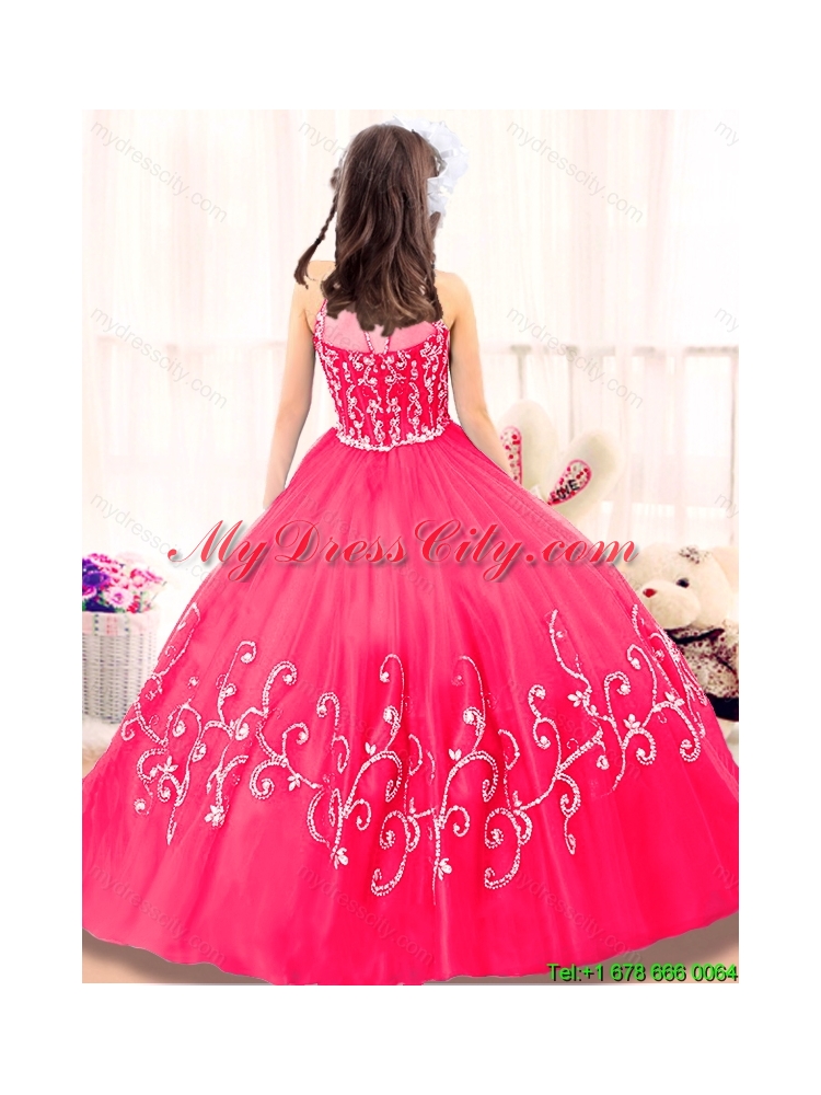 Lovely High Neck Mini Girls Party Dresses in Hot Pink