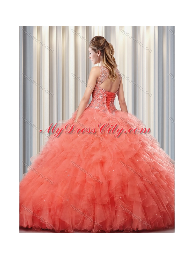 Pretty Champagne Puffy Straps Quinceanera Dresses for 2016