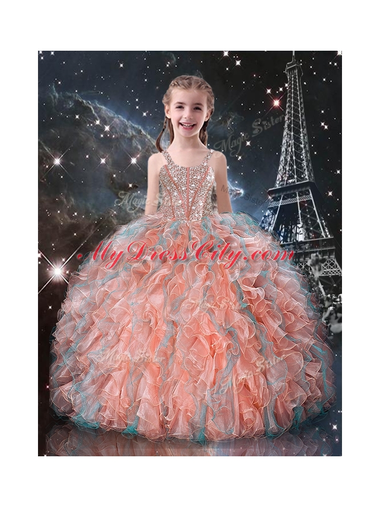 2016 Best Ball Gown Straps Beading Little Girl Pageant Dresses for Fall