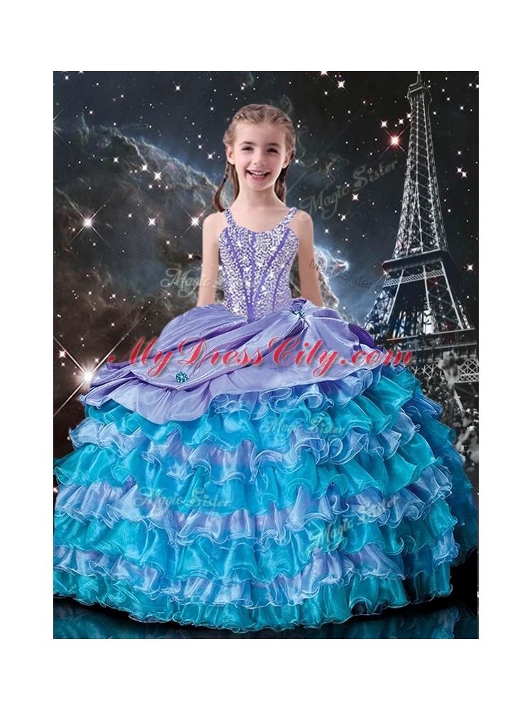 Fashionable Ball Gowns Straps Beading 2016 Little Girl Pageant Dresses
