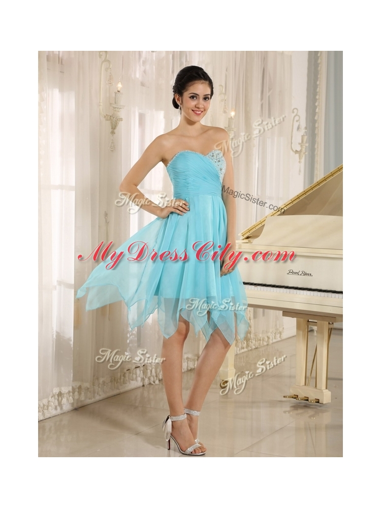Cheap Asymmetrical Sweetheart Beading Short Prom Dresses