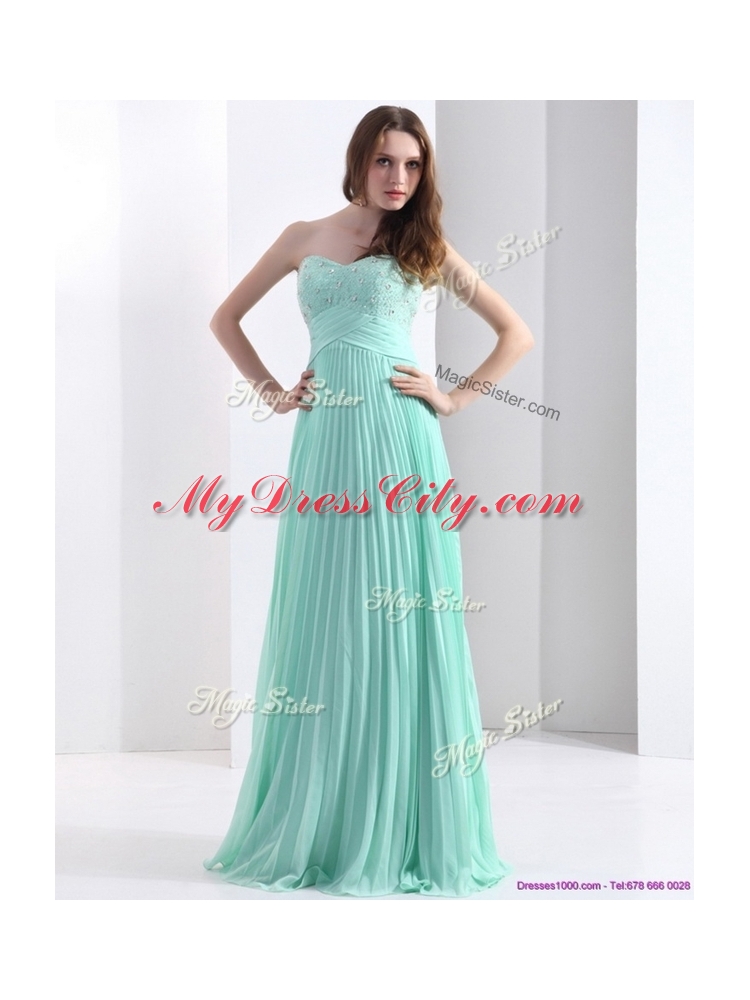 2016 Empire Beading and Sequins Apple Green Discount Evening Dresses with Brush Train