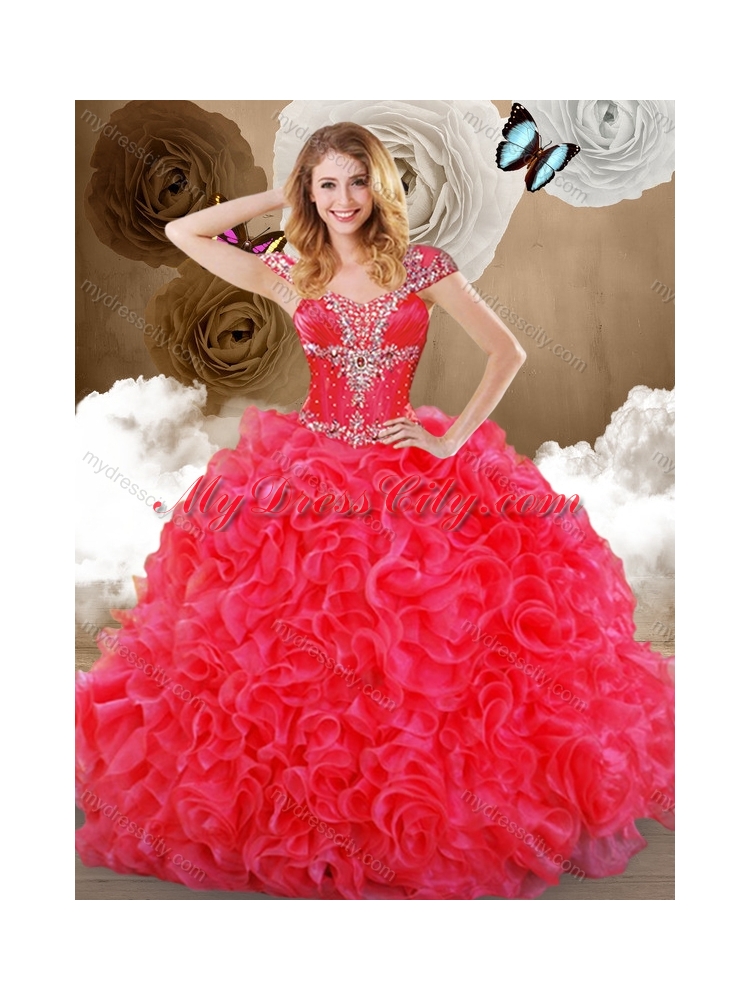 Pretty Hot Pink Sweetheart Quinceanera Dresses with Ruffles